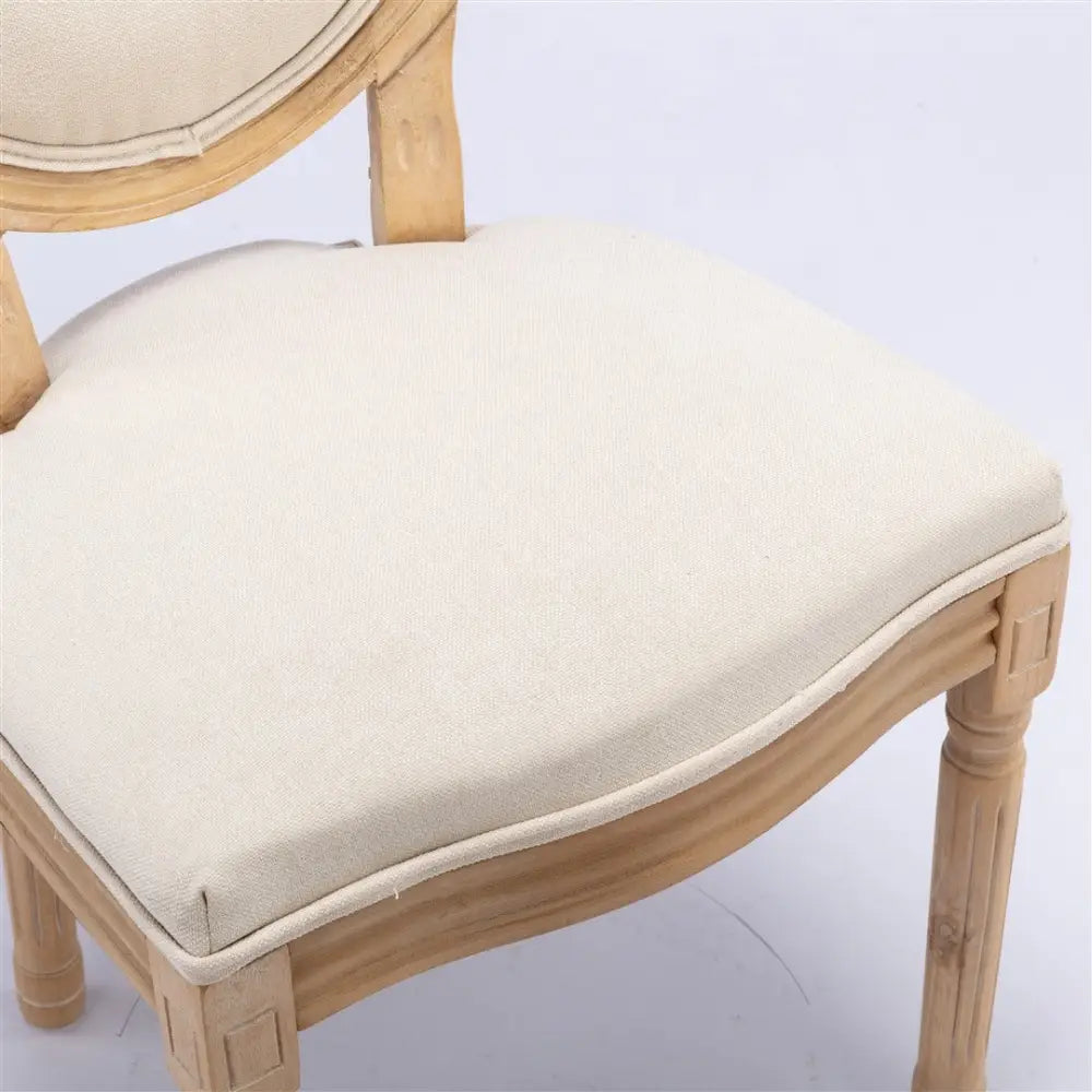 AADEN 2x Linen Dining Chairs with Solid Wood Legs- Beige - Furniture > Outdoor > Outdoor Chairs