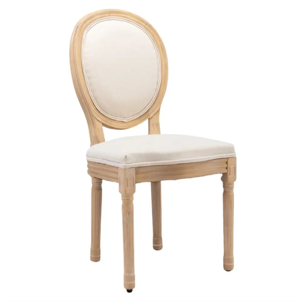 AADEN 2x Linen Dining Chairs with Solid Wood Legs- Beige - Furniture > Outdoor > Outdoor Chairs