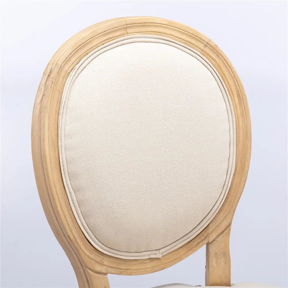 AADEN 2x Linen Dining Chairs with Solid Wood Legs- Beige - Furniture > Outdoor > Outdoor Chairs
