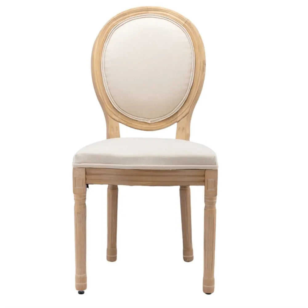 AADEN 2x Linen Dining Chairs with Solid Wood Legs- Beige - Furniture > Outdoor > Outdoor Chairs