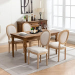 AADEN 2x Linen Dining Chairs with Solid Wood Legs- Beige - Furniture > Outdoor > Outdoor Chairs