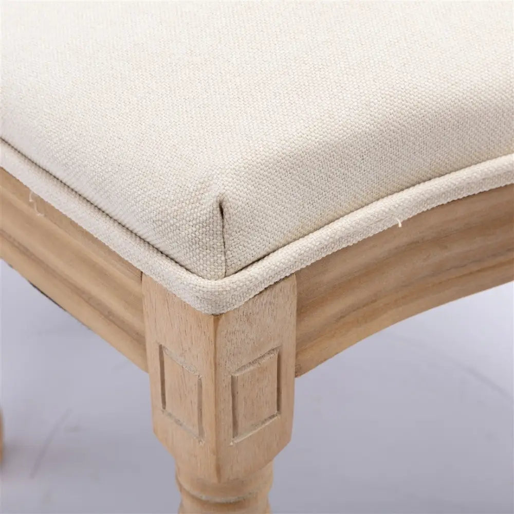 AADEN 2x Linen Dining Chairs with Solid Wood Legs- Beige - Furniture > Outdoor > Outdoor Chairs