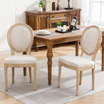 AADEN 2x Linen Dining Chairs with Solid Wood Legs- Beige - Furniture > Outdoor > Outdoor Chairs
