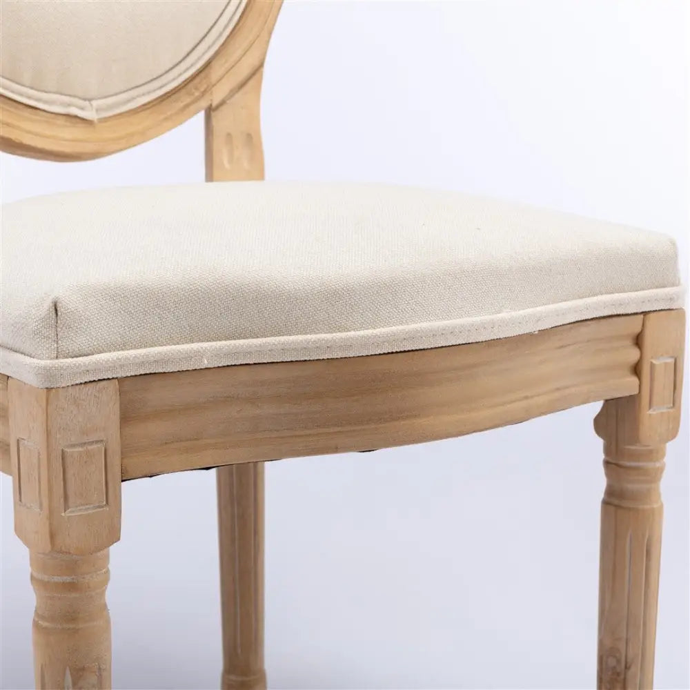 AADEN 2x Linen Dining Chairs with Solid Wood Legs- Beige - Furniture > Outdoor > Outdoor Chairs