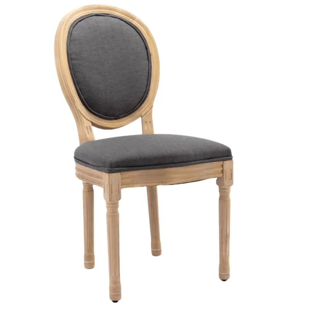AADEN 2x Linen Dining Chairs with Solid Wood Legs- Grey - Furniture > Outdoor > Outdoor Chairs