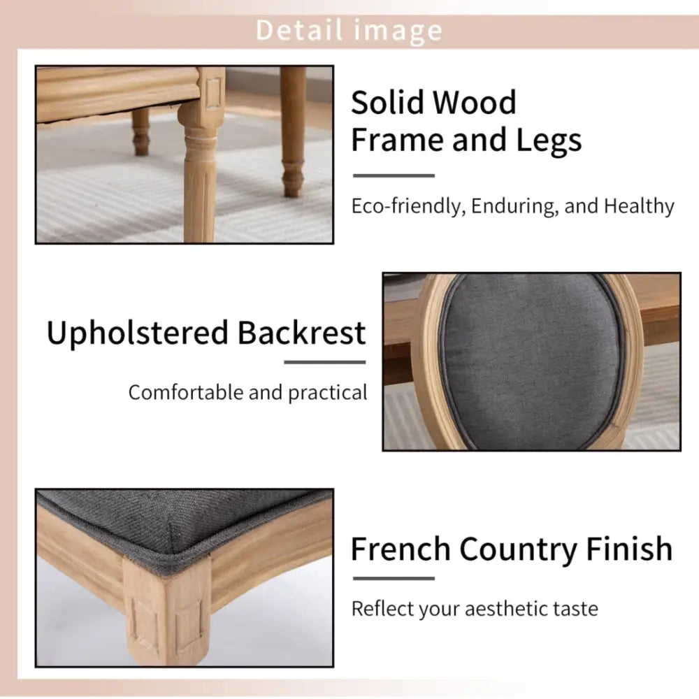 AADEN 2x Linen Dining Chairs with Solid Wood Legs- Grey - Furniture > Outdoor > Outdoor Chairs