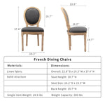 AADEN 2x Linen Dining Chairs with Solid Wood Legs- Grey - Furniture > Outdoor > Outdoor Chairs