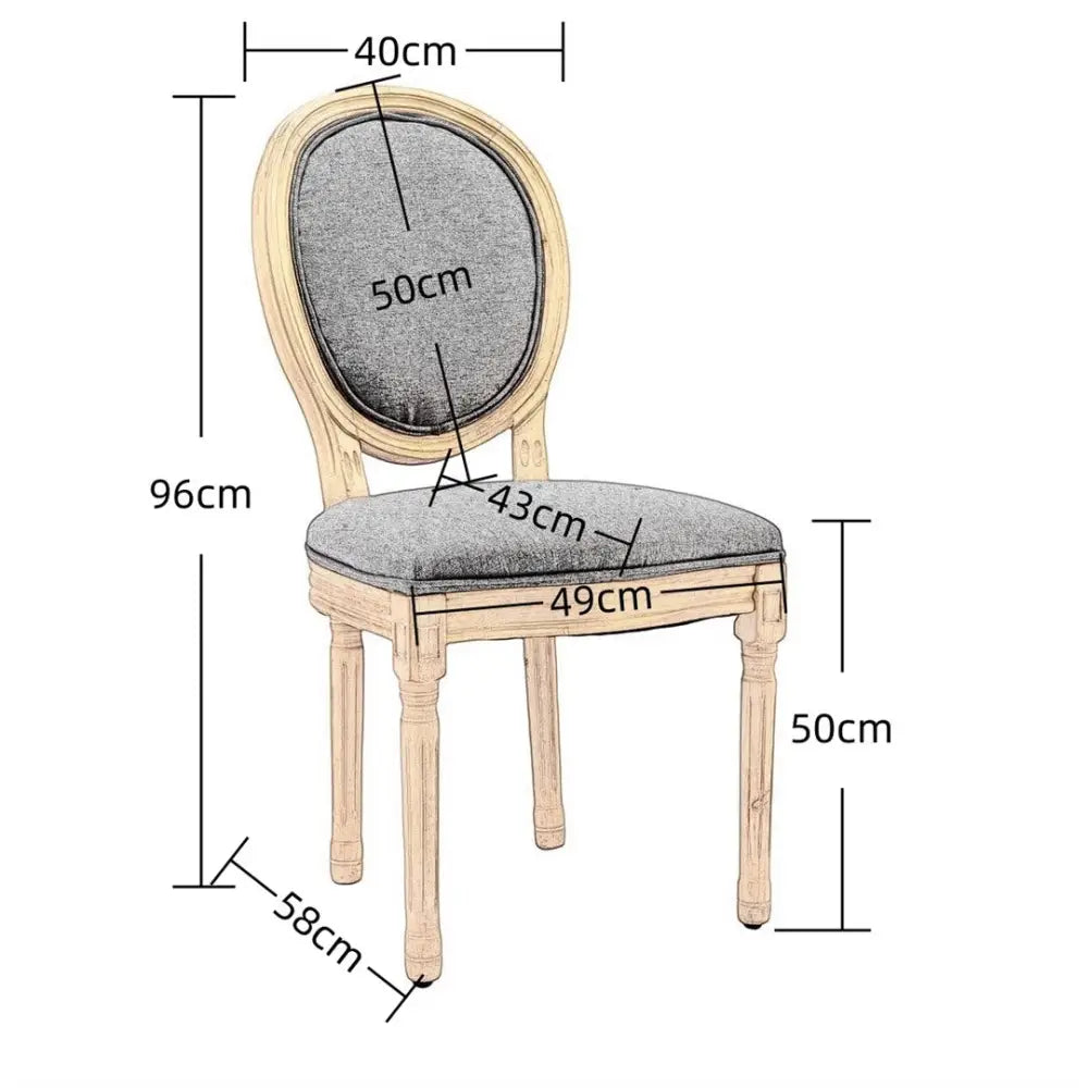 AADEN 2x Linen Dining Chairs with Solid Wood Legs- Grey - Furniture > Outdoor > Outdoor Chairs