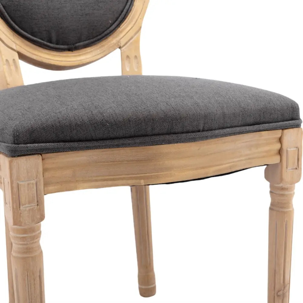 AADEN 2x Linen Dining Chairs with Solid Wood Legs- Grey - Furniture > Outdoor > Outdoor Chairs