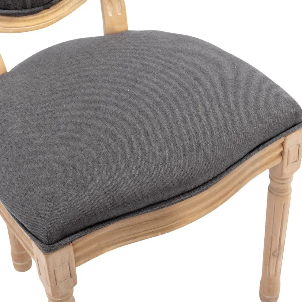 AADEN 2x Linen Dining Chairs with Solid Wood Legs- Grey - Furniture > Outdoor > Outdoor Chairs