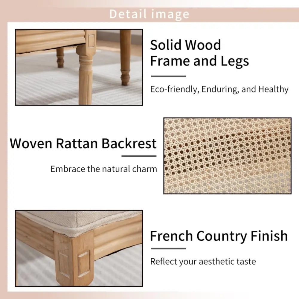 AADEN 2x Rattan Dining Chairs with Solid Wood Legs- Beige - Furniture > Outdoor > Outdoor Chairs