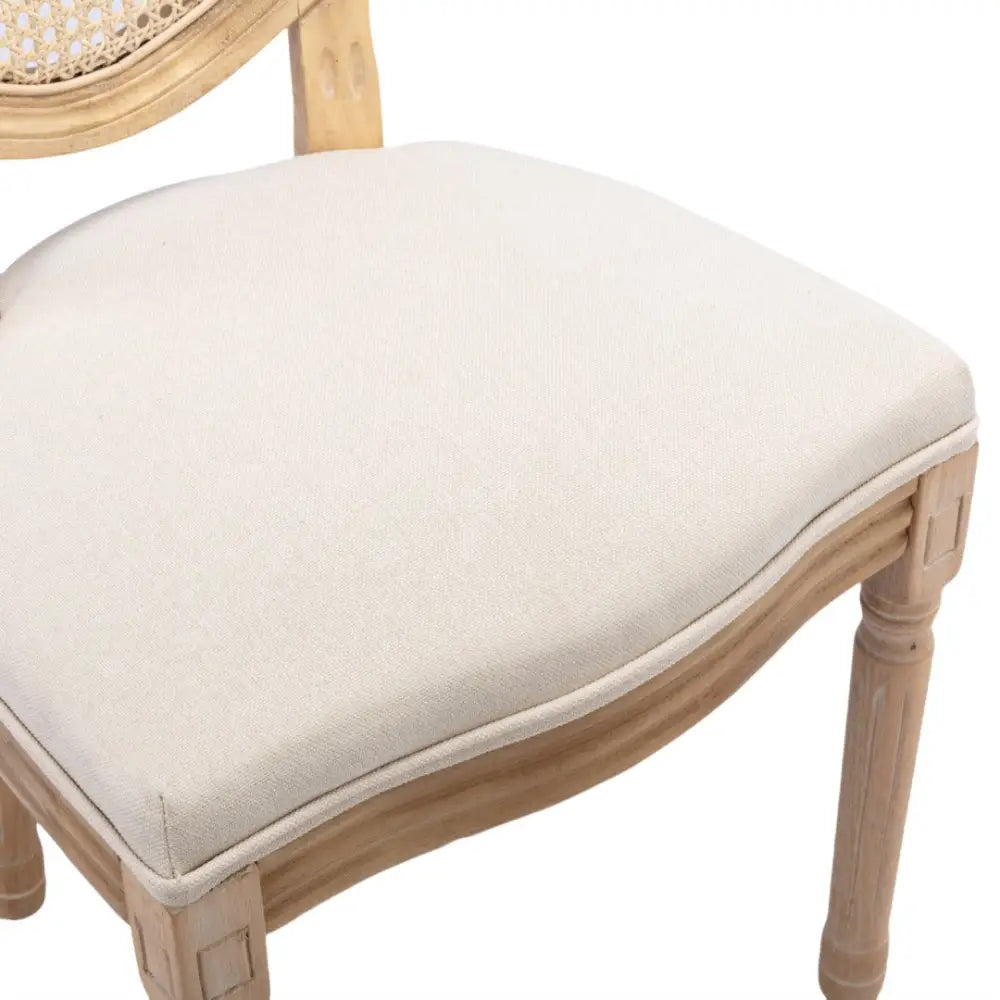 AADEN 2x Rattan Dining Chairs with Solid Wood Legs- Beige - Furniture > Outdoor > Outdoor Chairs