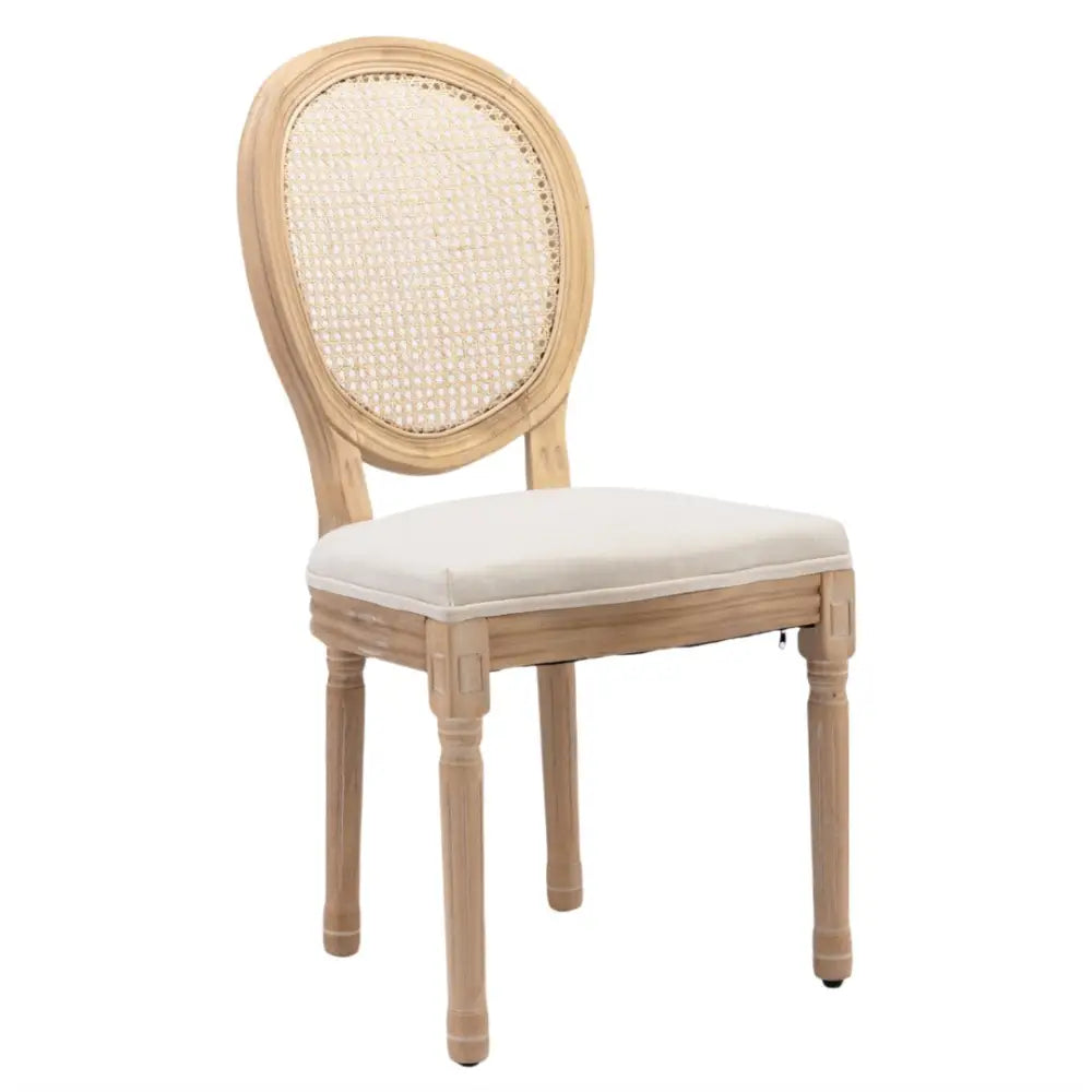 AADEN 2x Rattan Dining Chairs with Solid Wood Legs- Beige - Furniture > Outdoor > Outdoor Chairs