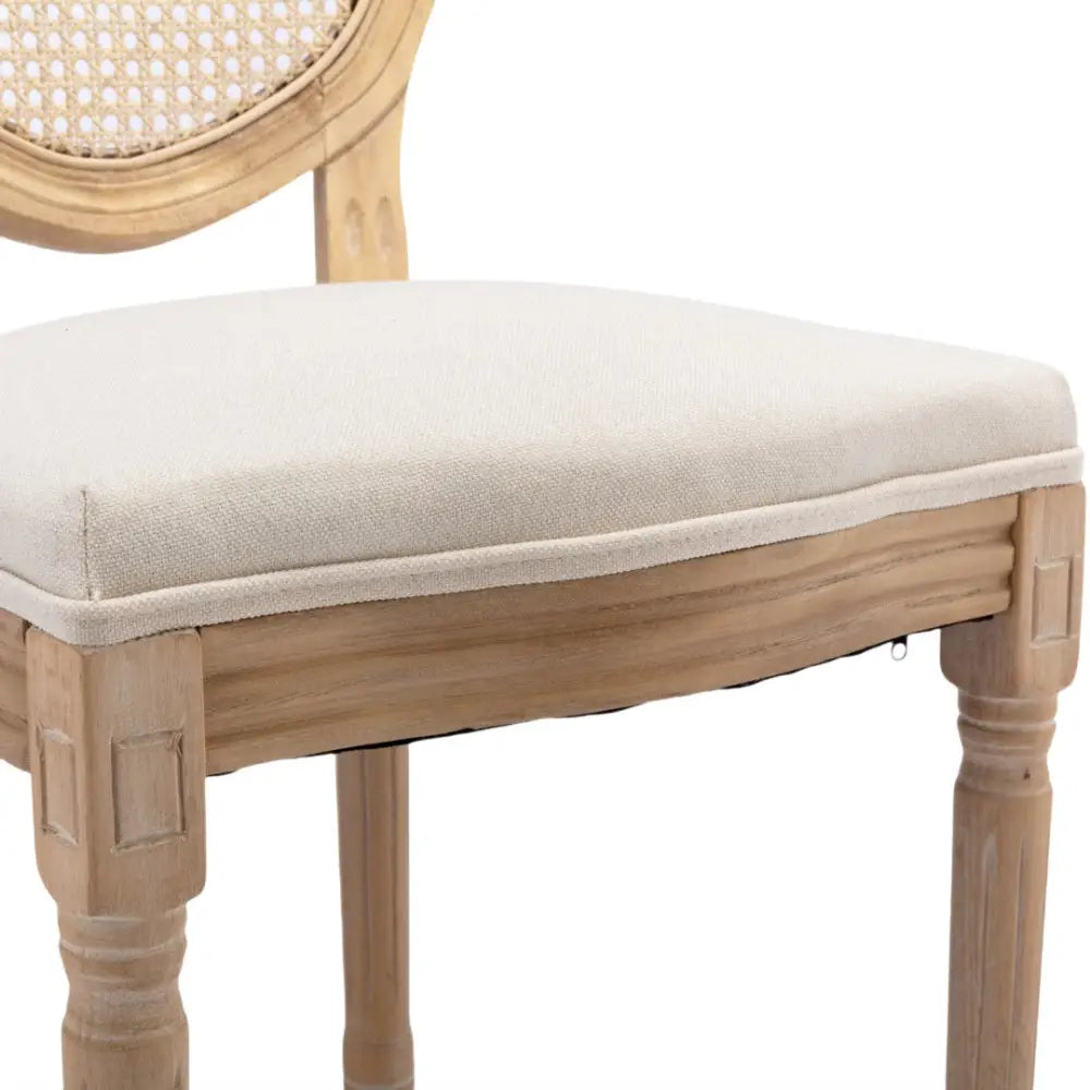 AADEN 2x Rattan Dining Chairs with Solid Wood Legs- Beige - Furniture > Outdoor > Outdoor Chairs