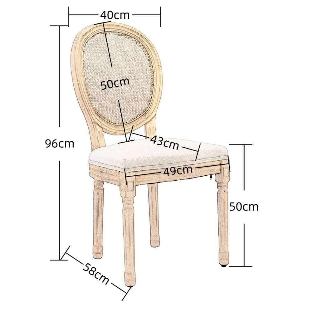 AADEN 2x Rattan Dining Chairs with Solid Wood Legs- Beige - Furniture > Outdoor > Outdoor Chairs