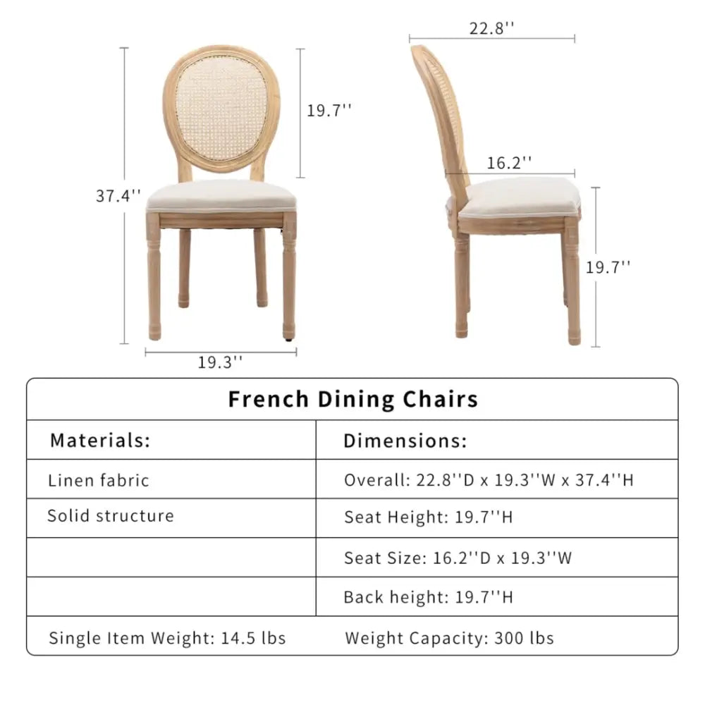 AADEN 2x Rattan Dining Chairs with Solid Wood Legs- Beige - Furniture > Outdoor > Outdoor Chairs