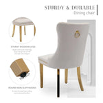AADEN 2x Velvet Dining Chairs with Golden Metal Legs-Beige - Furniture > Dining > Dining Set