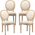 AADEN 4x Linen Dining Chairs with Solid Wood Legs- Beige - Furniture > Outdoor > Outdoor Chairs