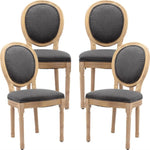 AADEN 4x Linen Dining Chairs with Solid Wood Legs- Grey - Furniture > Outdoor > Outdoor Chairs