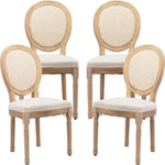 AADEN 4x Rattan Dining Chairs with Solid Wood Legs- Beige - Furniture > Outdoor > Outdoor Chairs