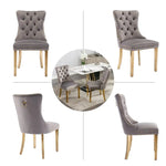 AADEN 6x Velvet Dining Chairs with Golden Metal Legs-Grey - Furniture > Dining > Dining Set