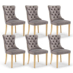 AADEN 6x Velvet Dining Chairs with Golden Metal Legs-Grey - Furniture > Dining > Dining Set
