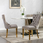 AADEN 6x Velvet Dining Chairs with Golden Metal Legs-Grey - Furniture > Dining > Dining Set