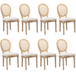 AADEN 8x Rattan Dining Chairs with Solid Wood Legs- Beige - Furniture > Outdoor > Outdoor Chairs
