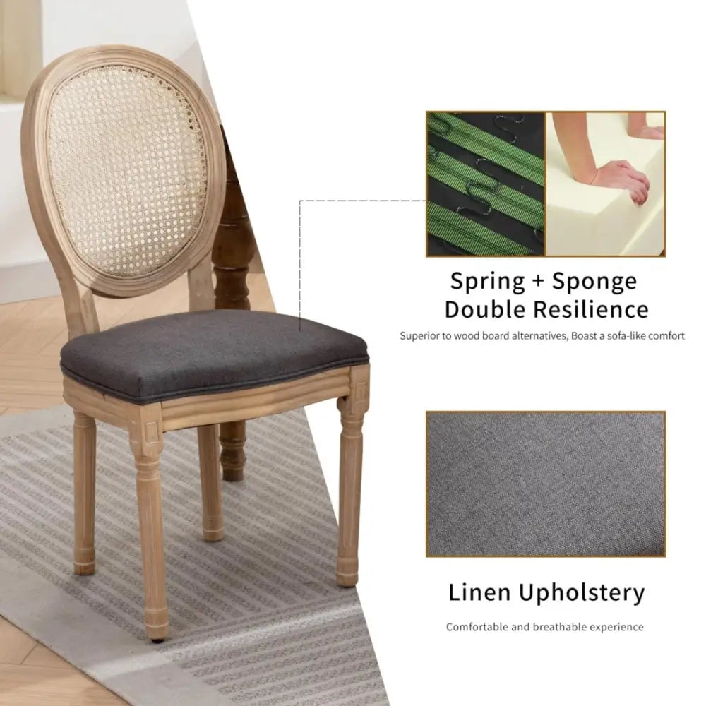 AADEN 8x Rattan Dining Chairs with Solid Wood Legs- Grey - Furniture > Outdoor > Outdoor Chairs