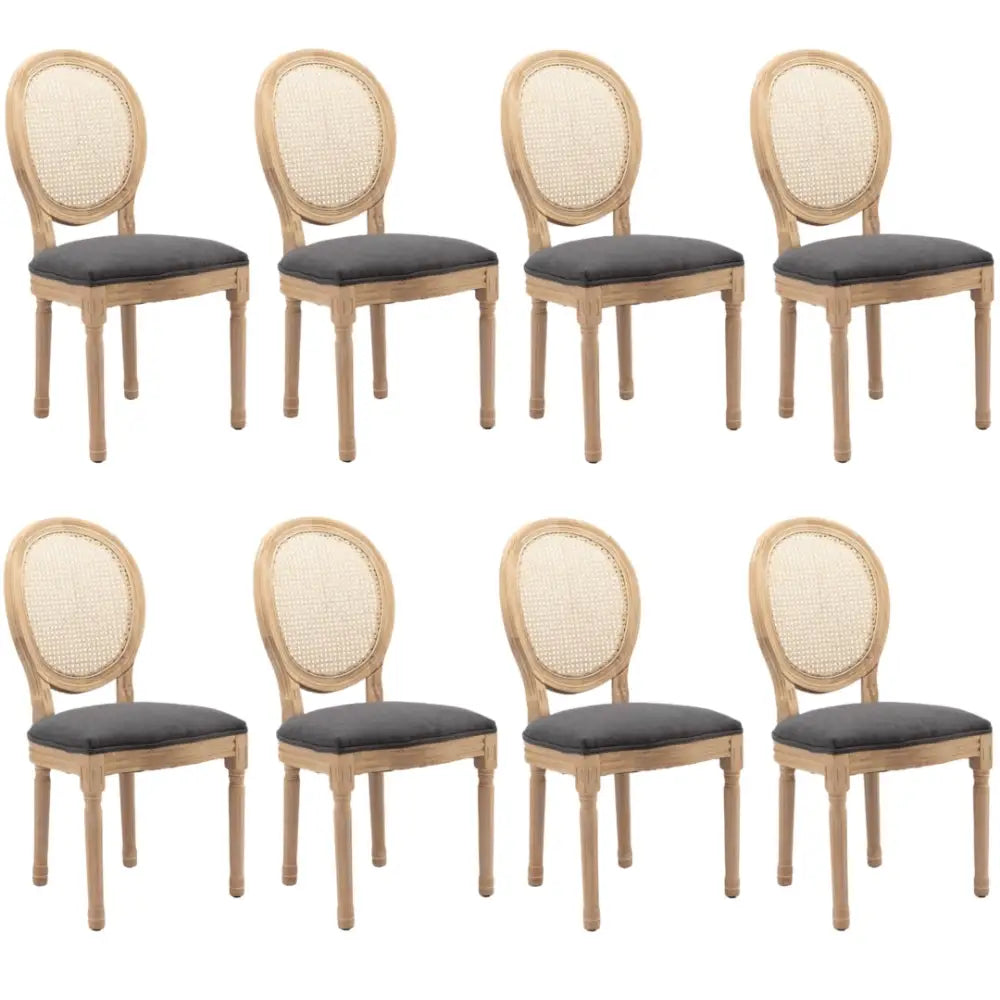 AADEN 8x Rattan Dining Chairs with Solid Wood Legs- Grey - Furniture > Outdoor > Outdoor Chairs