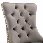 AADEN 8x Velvet Dining Chairs with Golden Metal Legs-Grey - Furniture > Dining > Dining Set