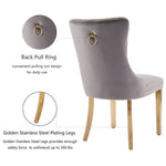 AADEN 8x Velvet Dining Chairs with Golden Metal Legs-Grey - Furniture > Dining > Dining Set