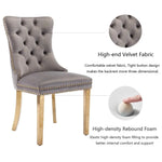 AADEN 8x Velvet Dining Chairs with Golden Metal Legs-Grey - Furniture > Dining > Dining Set