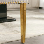 AADEN 8x Velvet Dining Chairs with Golden Metal Legs-Grey - Furniture > Dining > Dining Set