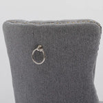 AADEN Modern Elegant Button-Tufted Upholstered Fabric with Studs Trim and Wooden legs Dining Side Chair-Gray