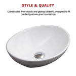 Above Counter Bathroom Oval Ceramic Basin - Furniture > Bathroom
