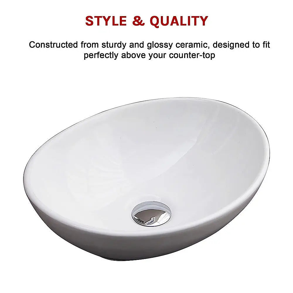 Above Counter Bathroom Oval Ceramic Basin - Furniture > Bathroom