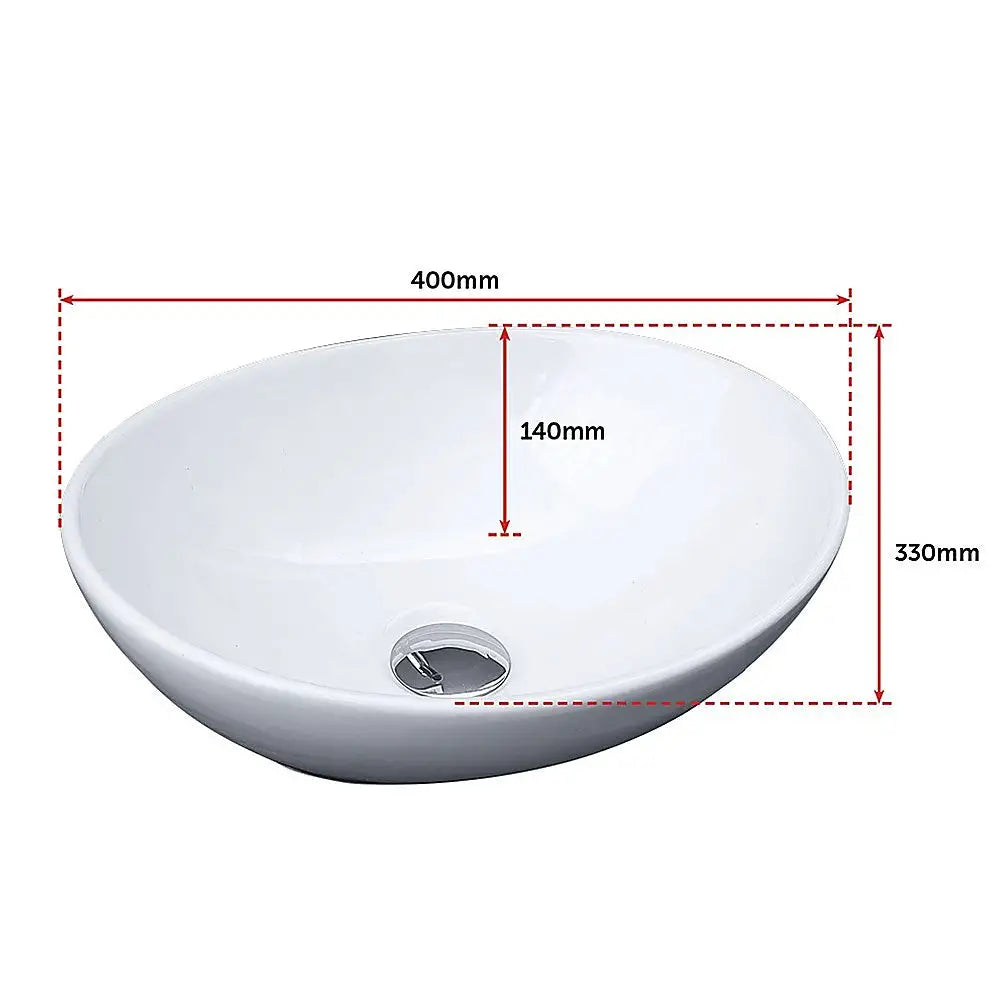 Above Counter Bathroom Oval Ceramic Basin - Furniture > Bathroom