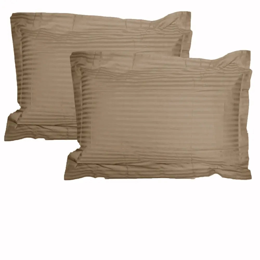 Accessorize 325TC Pair of Stripe Jumbo / Queen Pillowcases Mocha - Home & Garden > Bedding > Pillowcases