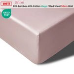 Accessorize 400TC Blush Bamboo Cotton Mega / Super Fitted Sheet 50cm Wall Queen - Home & Garden > Bedding > Bed Sheets