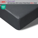 Accessorize 400TC Charcoal Bamboo Cotton Fitted Sheet 40cm Wall King Single - Home & Garden > Bedding > Bed Sheets