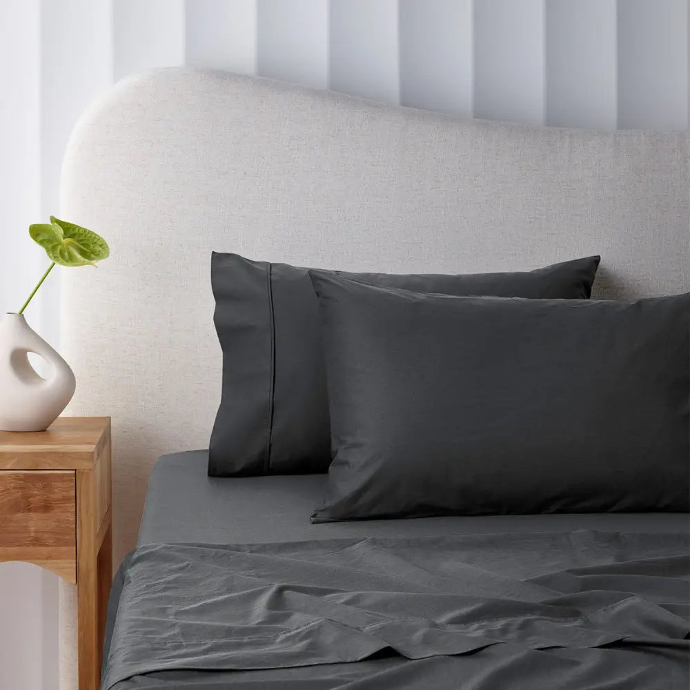 Accessorize 400TC Charcoal Bamboo Cotton Mega / Super Sheet Set 50cm Wall Queen - Home & Garden > Bedding > Bed Sheets