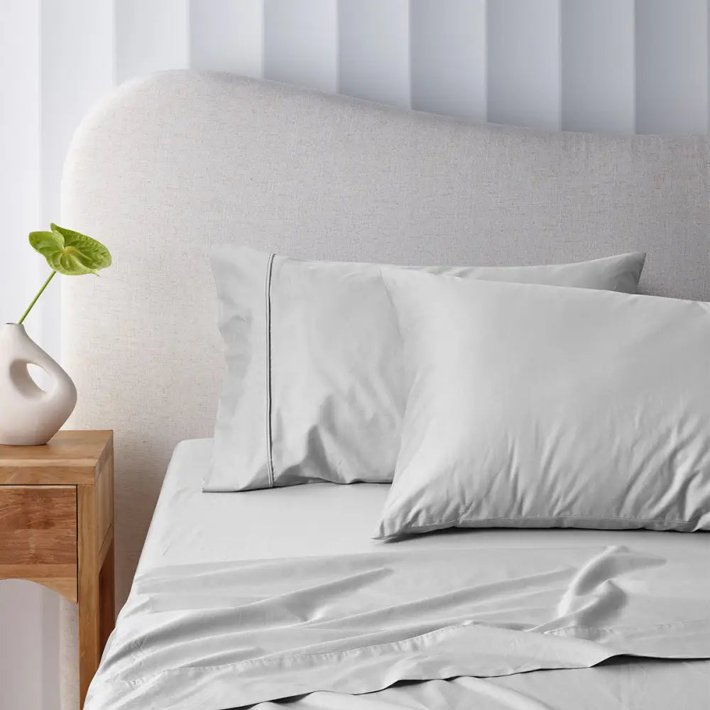 Accessorize 400TC Grey Bamboo Cotton Sheet Set 40cm Wall King Single - Home & Garden > Bedding > Bed Sheets