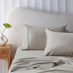 Accessorize 400TC Stone Bamboo Cotton Mega / Super Sheet Set 50cm Wall Queen - Home & Garden > Bedding > Bed Sheets