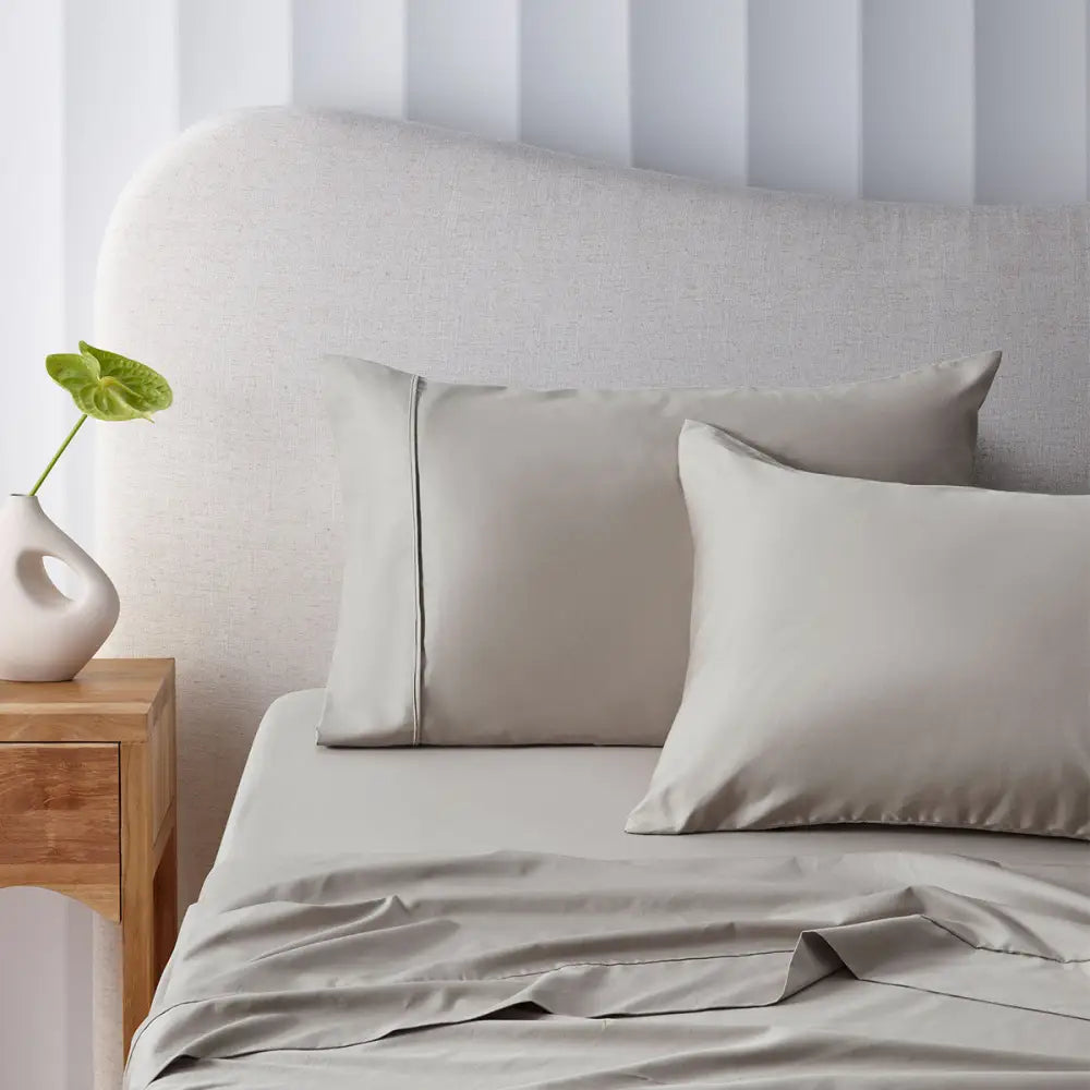 Accessorize 400TC Stone Bamboo Cotton Sheet Set 40cm Wall King Single - Home & Garden > Bedding > Bed Sheets