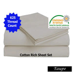 Accessorize 625TC Cotton Rich Sheet Set Taupe Queen - Home & Garden > Bedding