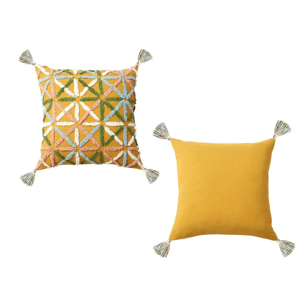 Accessorize Adena Ochre Filled Square Cushion - Home & Garden > Bedding