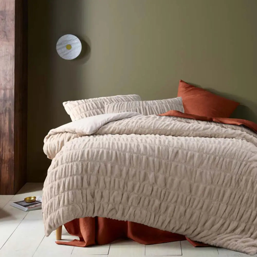 Accessorize Aurora Natural Cotton Quilt Cover Set Single - Home & Garden > Bedding