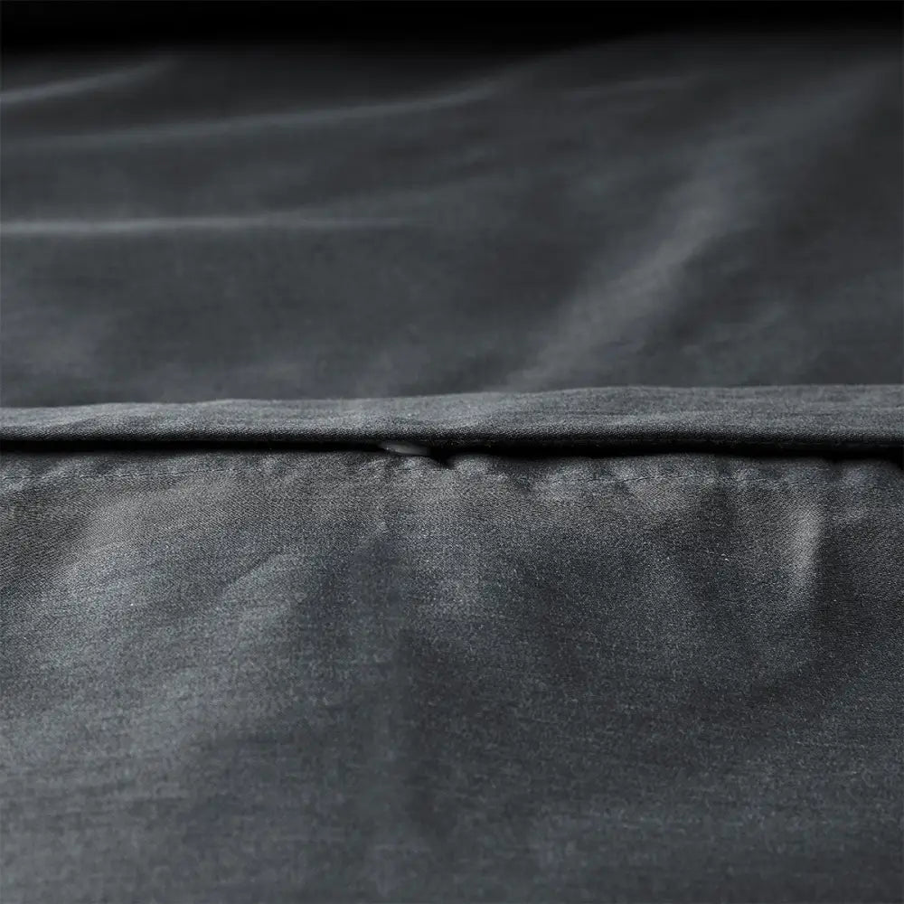 Accessorize Charcoal 400TC Charcoal Bamboo Cotton Double Stitched Quilt Cover Set Single - Home & Garden > Bedding >