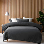 Accessorize Charcoal 400TC Charcoal Bamboo Cotton Double Stitched Quilt Cover Set Double - Home & Garden > Bedding >